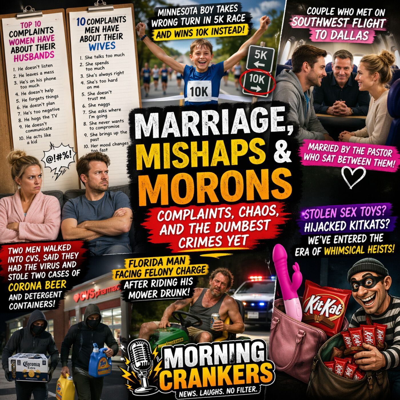 174: Marriage, Mishaps & Morons Complaints, Chaos, and the Dumbest Crimes Yet