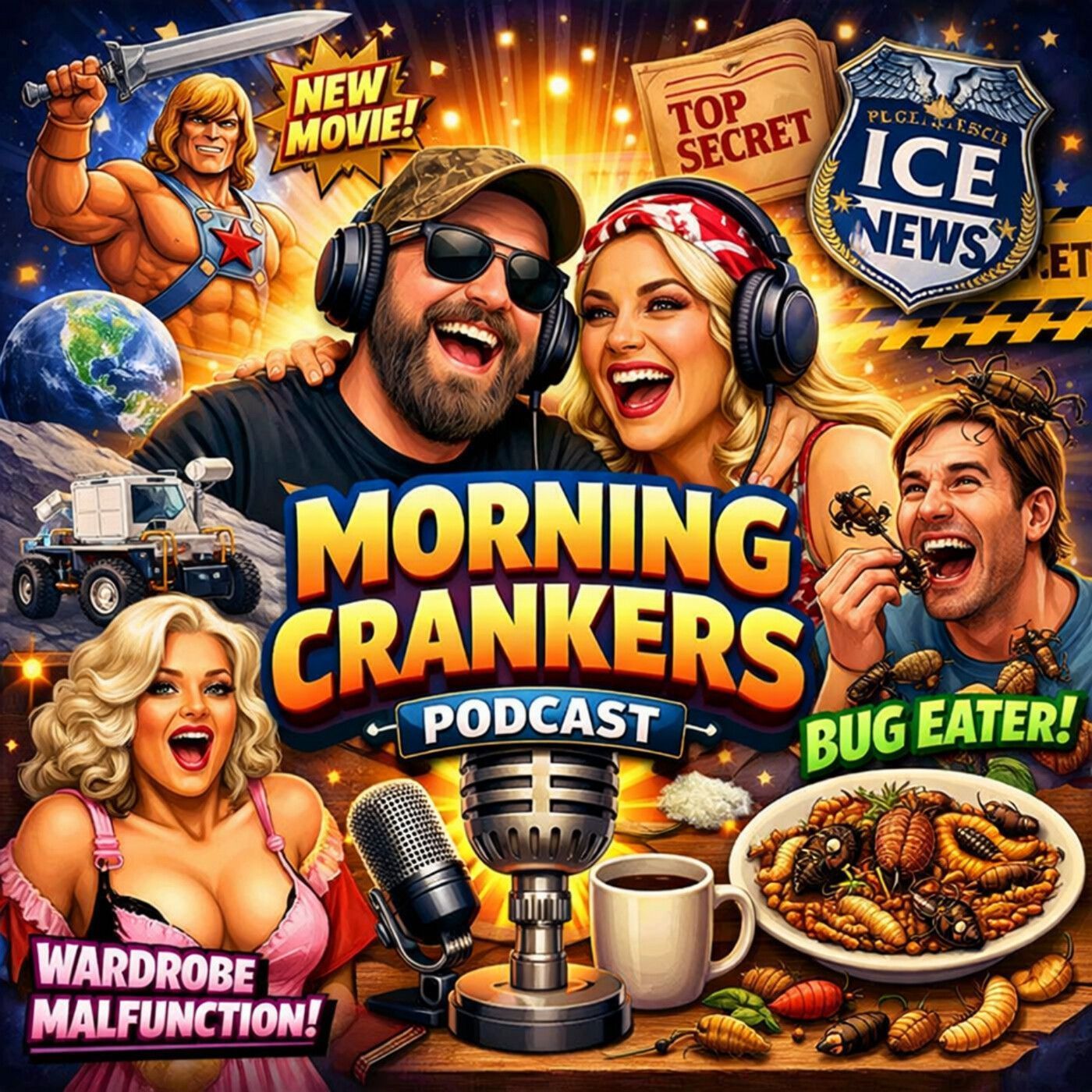 161: Morning Crankers Podcast – National Days, Bug-Eating Addictions, Jayne Mansfield Wardrobe Fails & Moon Rover News (ICE Updates Too!)